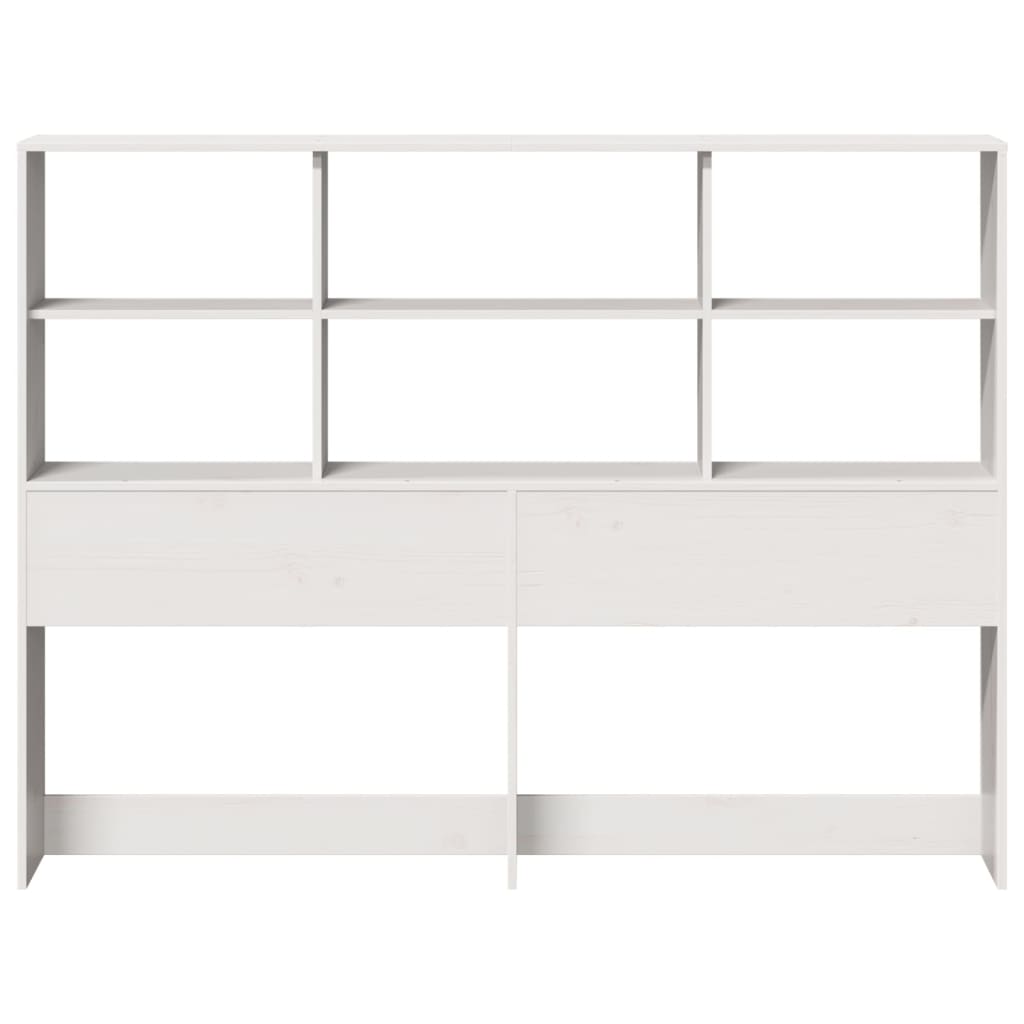 Headboard with Storage White 160 cm Solid Wood Pine