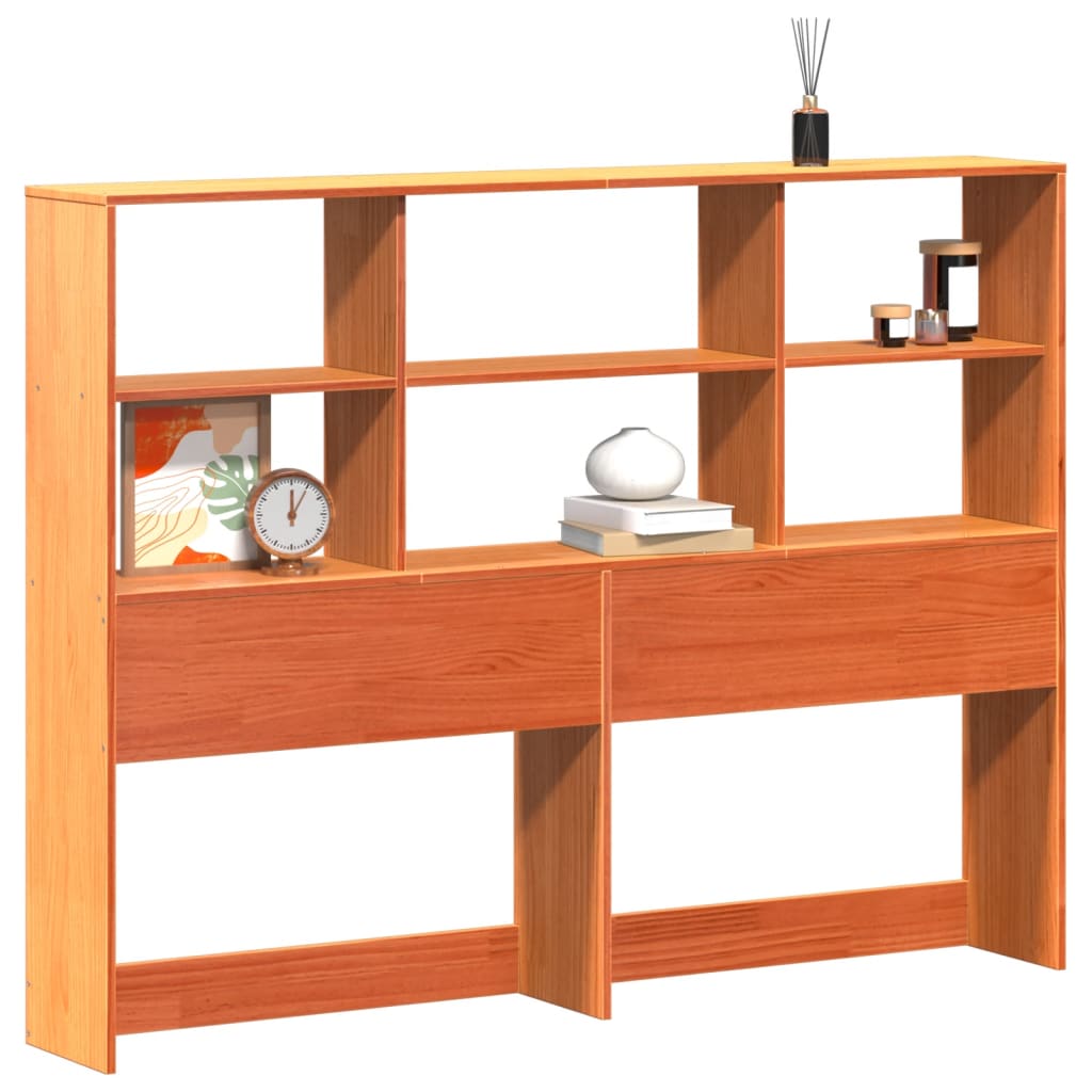 Headboard with Storage Wax Brown 140 cm Solid Wood Pine