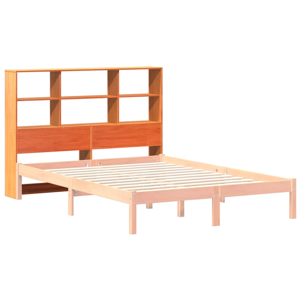 Headboard with Storage Wax Brown 140 cm Solid Wood Pine