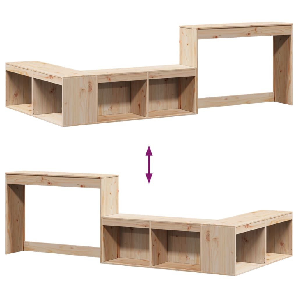 Bedside Cabinet with Desk 232x112x75 cm Solid Wood Pine