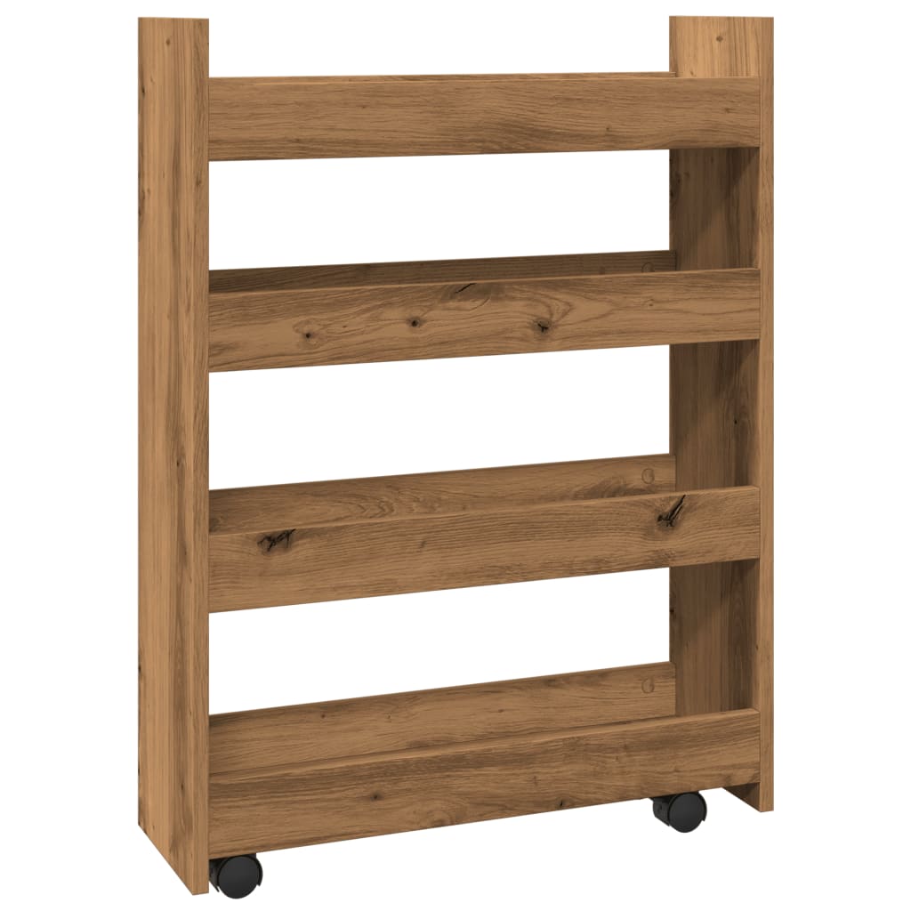 Narrow Storage Trolley 4 Tier Artisian Oak Engineered Wood