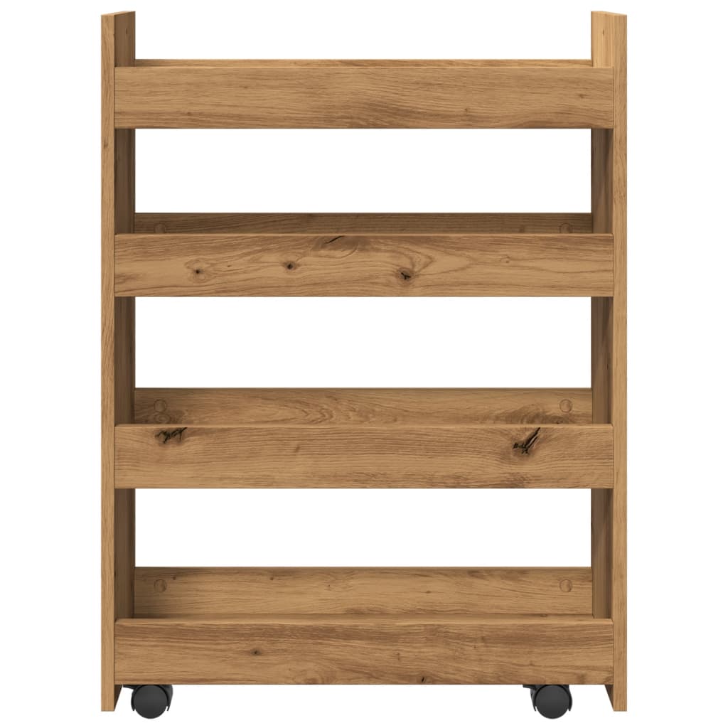 Narrow Storage Trolley 4 Tier Artisian Oak Engineered Wood