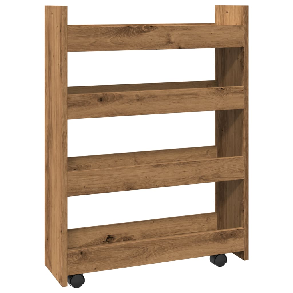 Narrow Storage Trolley 4 Tier Artisian Oak Engineered Wood