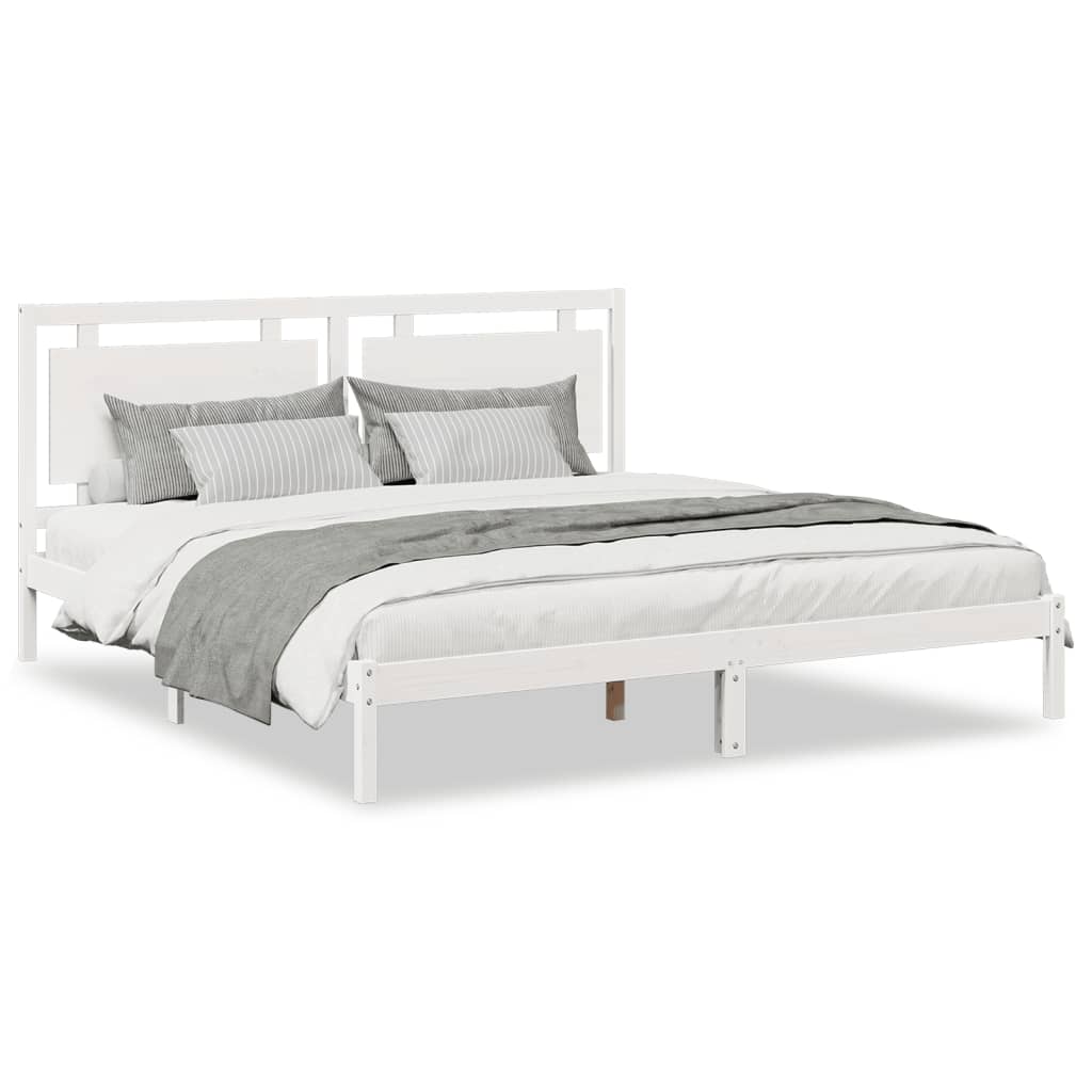 Extra Long Bed Frame without Mattress White 200x220 cm Solid Wood