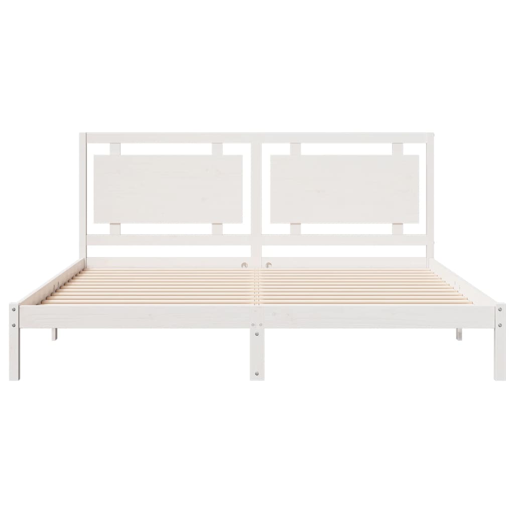 Extra Long Bed Frame without Mattress White 200x220 cm Solid Wood