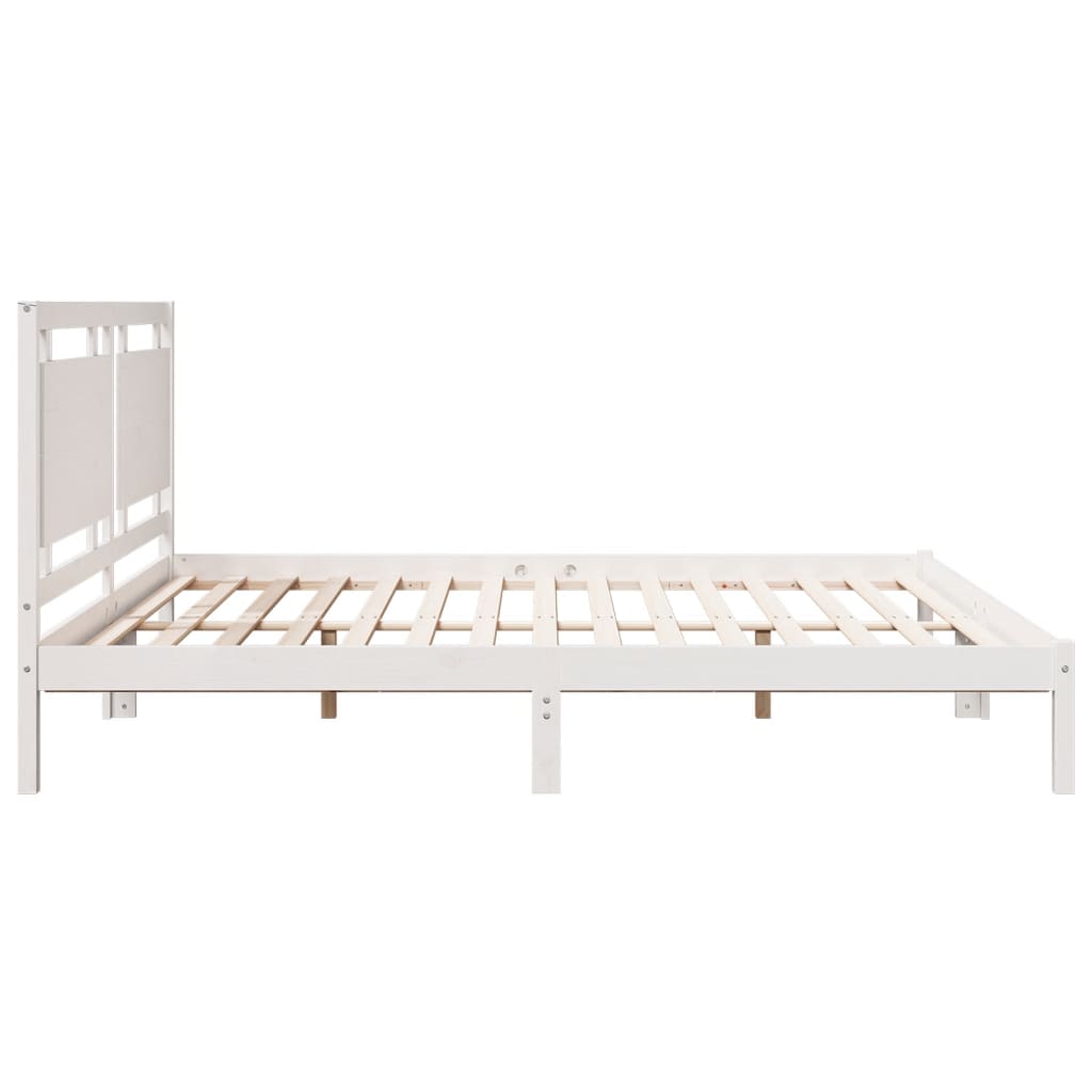 Extra Long Bed Frame without Mattress White 200x220 cm Solid Wood