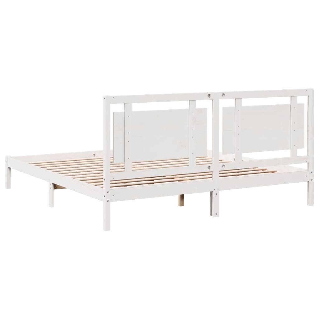 Extra Long Bed Frame without Mattress White 200x220 cm Solid Wood