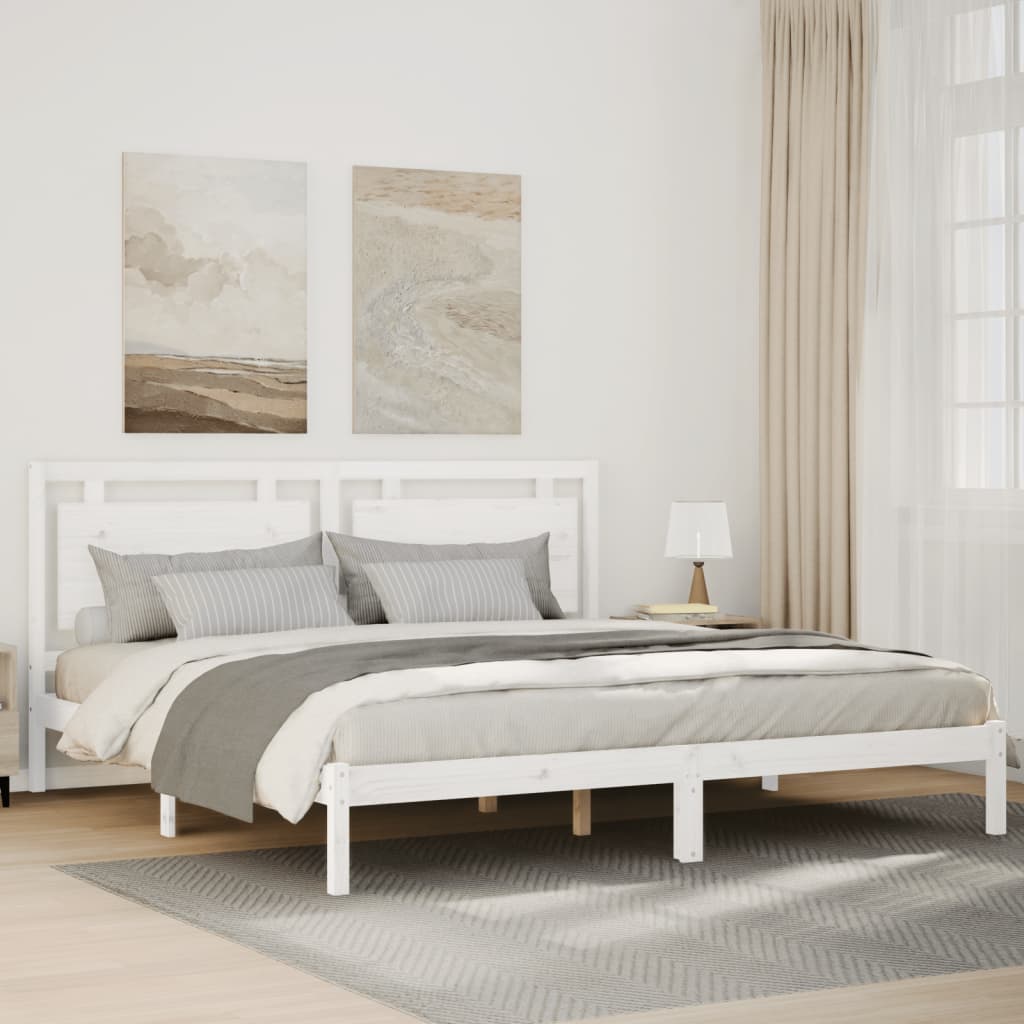 Extra Long Bed Frame without Mattress White 200x220 cm Solid Wood
