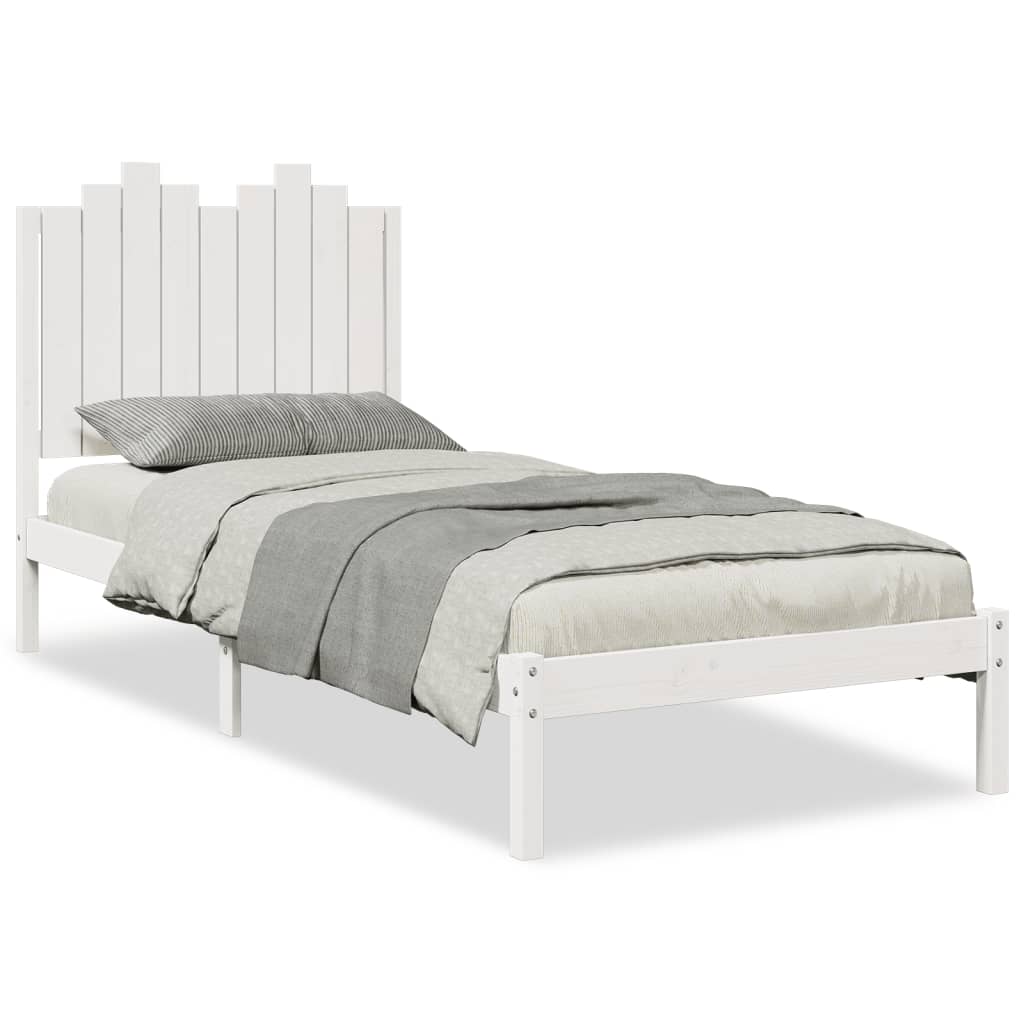 Extra Long Bed Frame without Mattress White 100x220 cm Solid Wood