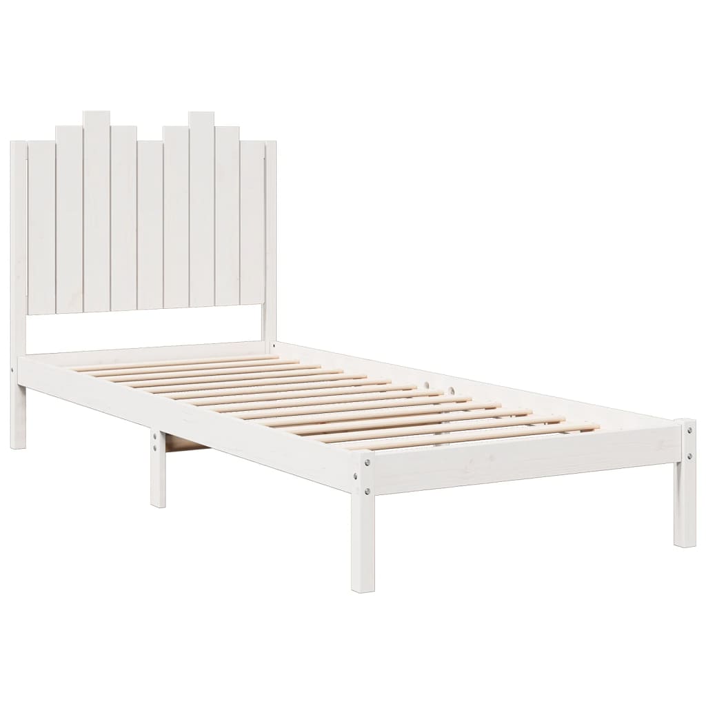 Extra Long Bed Frame without Mattress White 100x220 cm Solid Wood