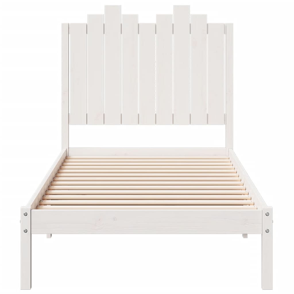 Extra Long Bed Frame without Mattress White 100x220 cm Solid Wood