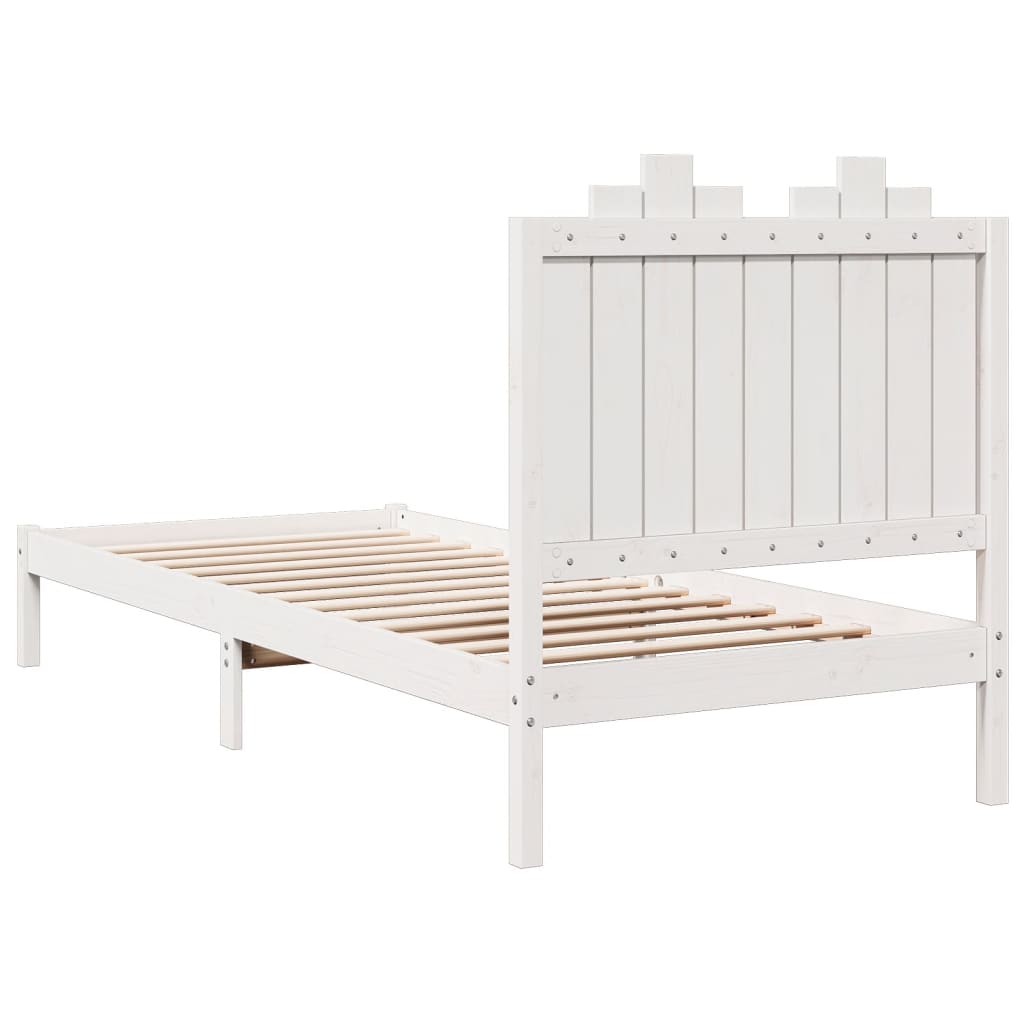 Extra Long Bed Frame without Mattress White 100x220 cm Solid Wood