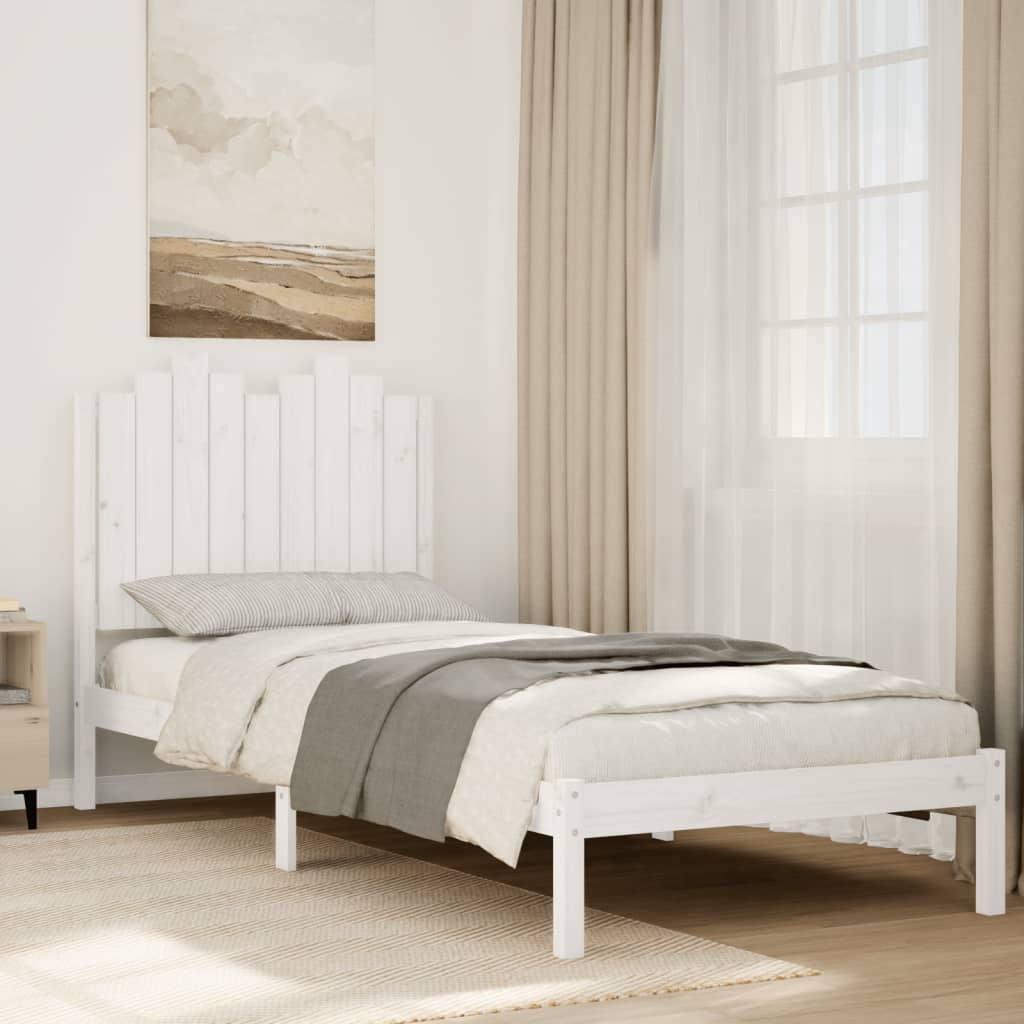 Extra Long Bed Frame without Mattress White 100x220 cm Solid Wood