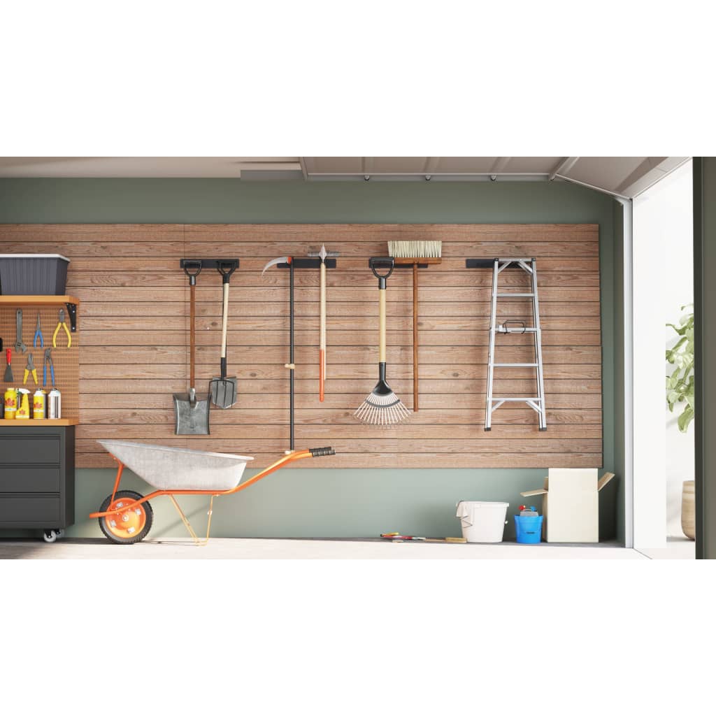 Garden Tool Storage Racks Wall Mounted 4 pcs Black Steel