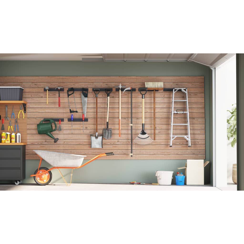 Garden Tool Storage Racks Wall Mounted 8 pcs Black Steel