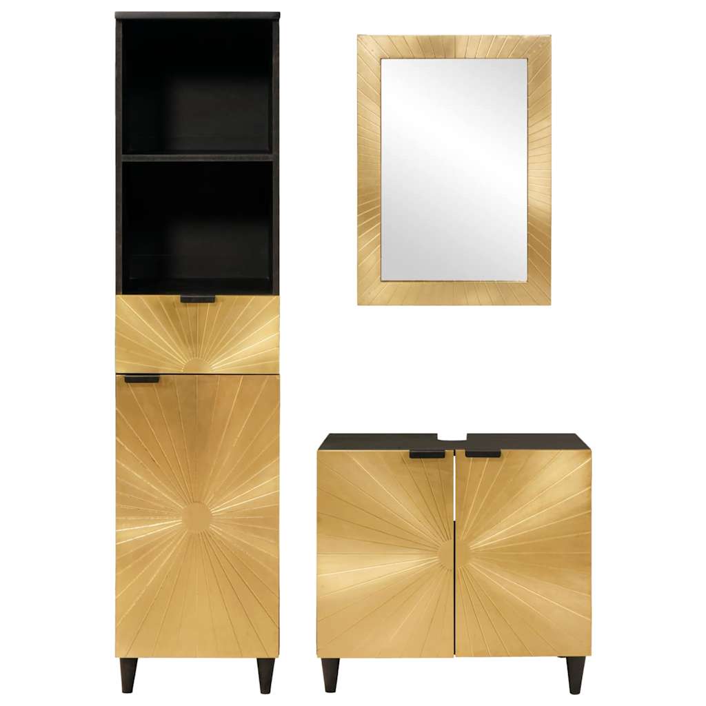 Bathroom Furniture Sets 3 pcs Black and Gold 38 x 33 x 160 cm