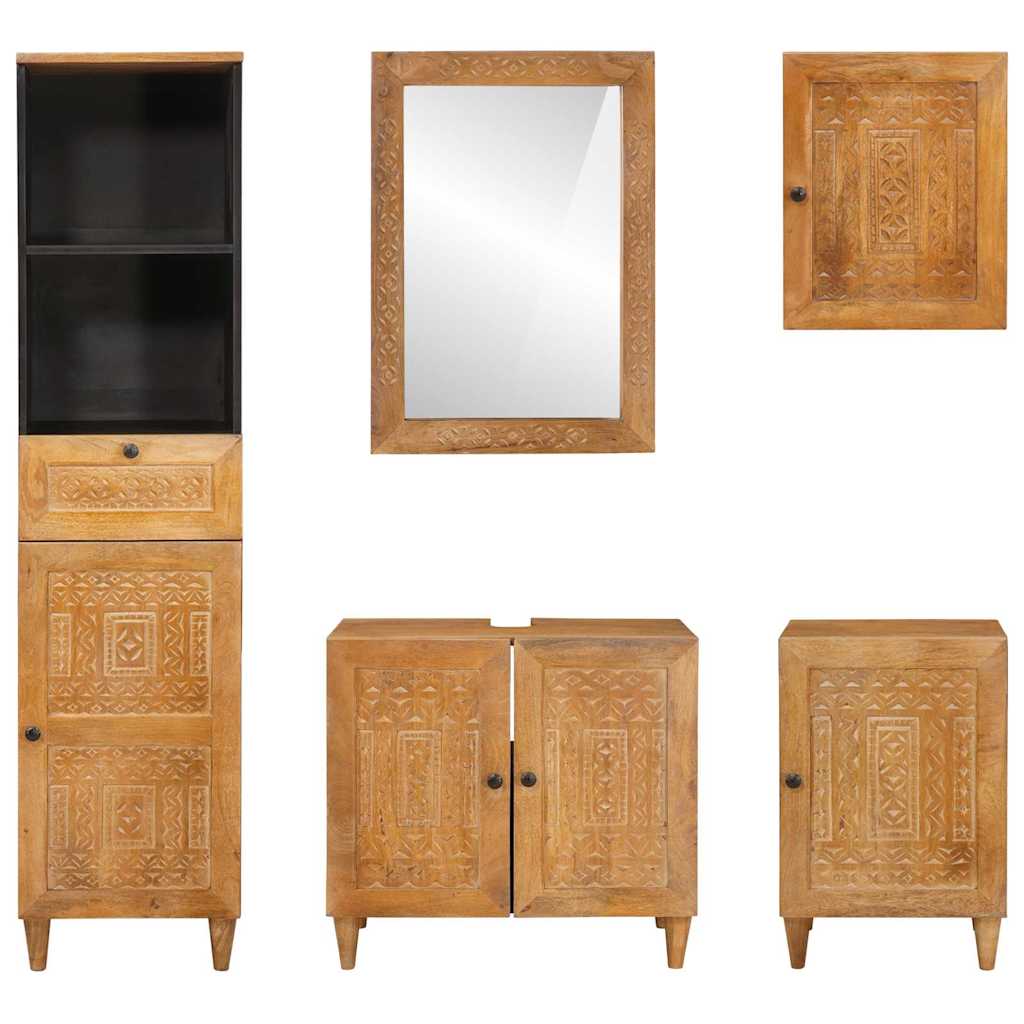 Bathroom Furniture Set with Drawer 5 pcs Brown 38 x 33 x 160 cm