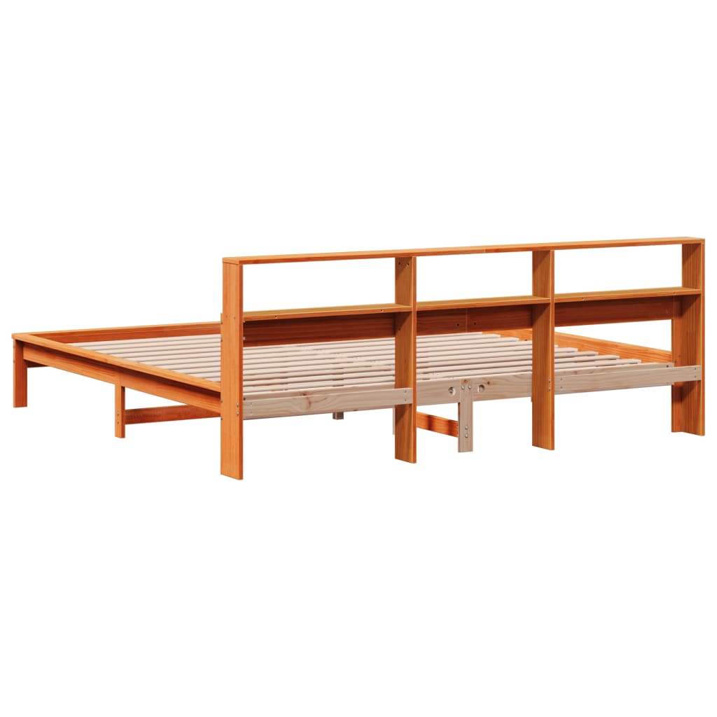 Bed Frame without Mattress Wax Brown 200x200 cm Solid Wood Pine