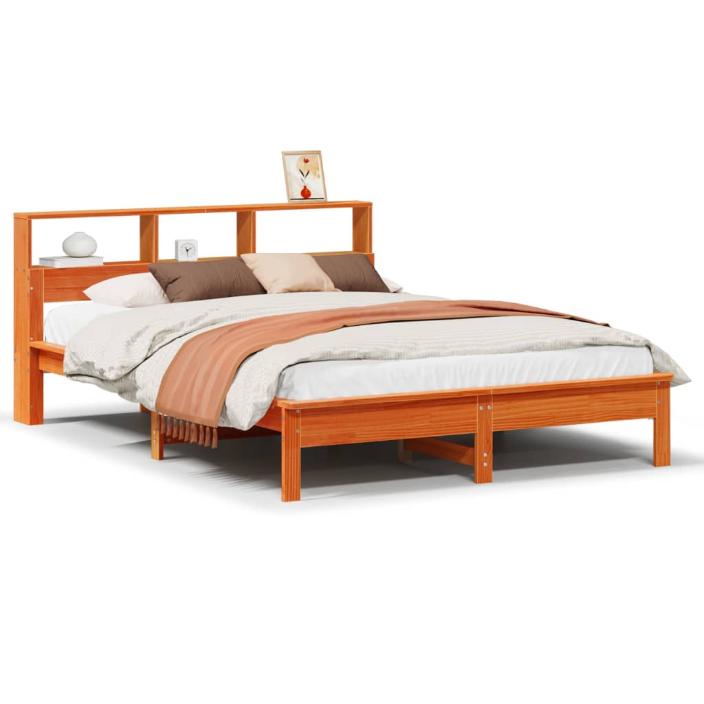 Bed Frame without Mattress Wax Brown 140x200 cm Solid Wood Pine