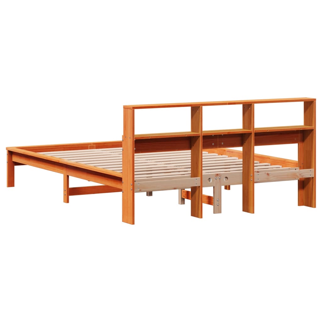 Bed Frame without Mattress Wax Brown 140x200 cm Solid Wood Pine