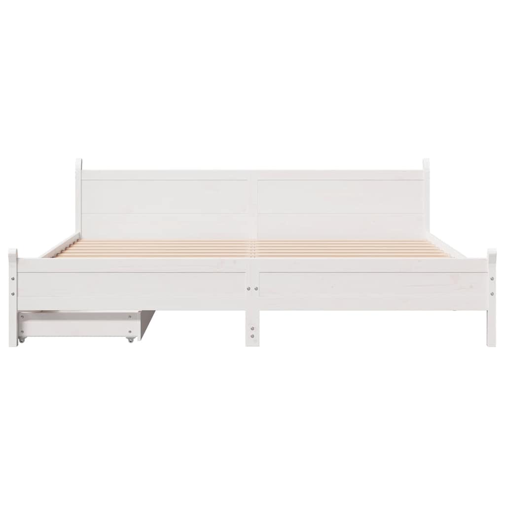 Bed Frame without Mattress White 200x200 cm Solid Wood Pine