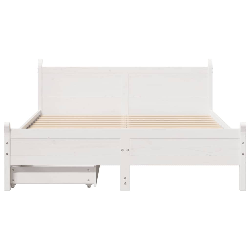 Bed Frame without Mattress White 120x200 cm Solid Wood Pine