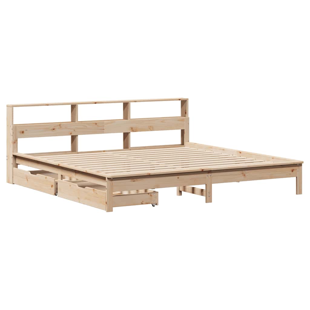 Bookcase Bed without Mattress 200x200 cm Solid Wood Pine