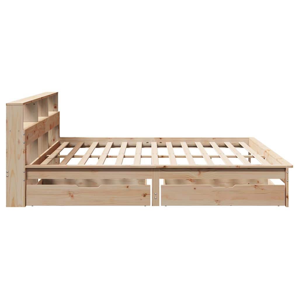 Bookcase Bed without Mattress 200x200 cm Solid Wood Pine