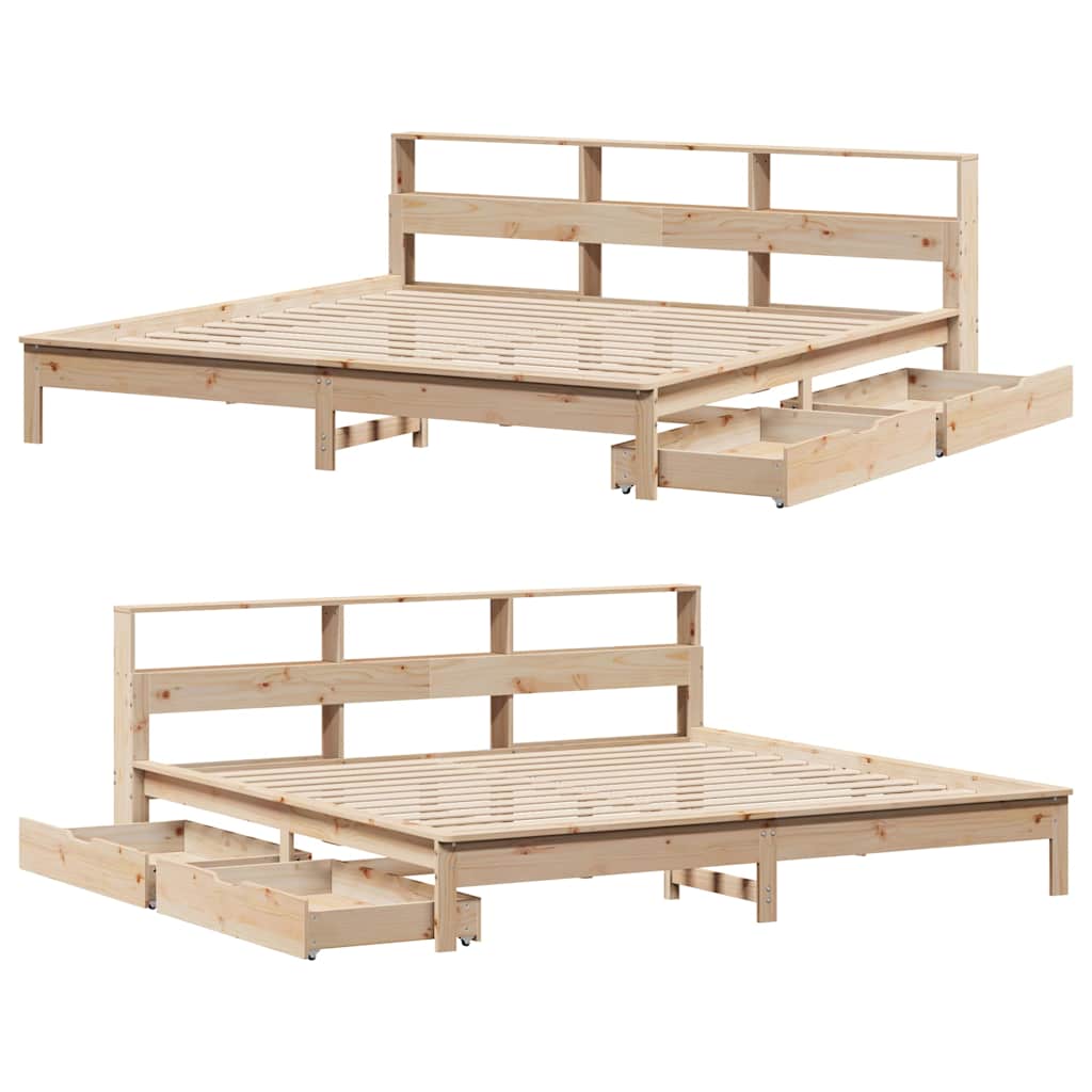Bookcase Bed without Mattress 200x200 cm Solid Wood Pine