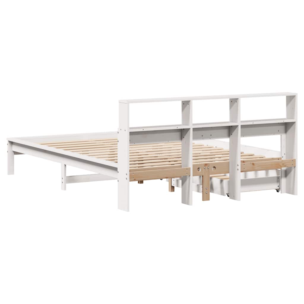Bookcase Bed without Mattress White 160x200 cm Solid Wood Pine