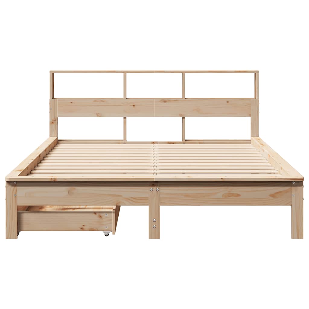 Bookcase Bed without Mattress 150x200 cm King Size Solid Wood Pine
