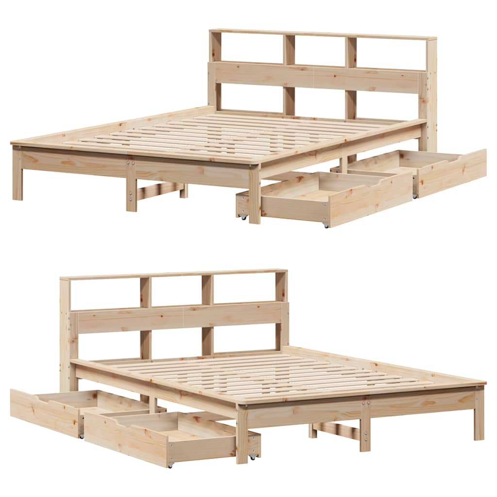 Bookcase Bed without Mattress 120x200 cm Solid Wood Pine