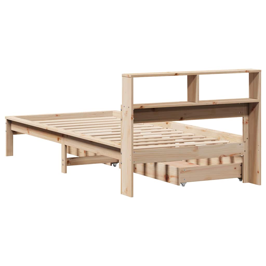 Bookcase Bed without Mattress 100x200 cm Solid Wood Pine