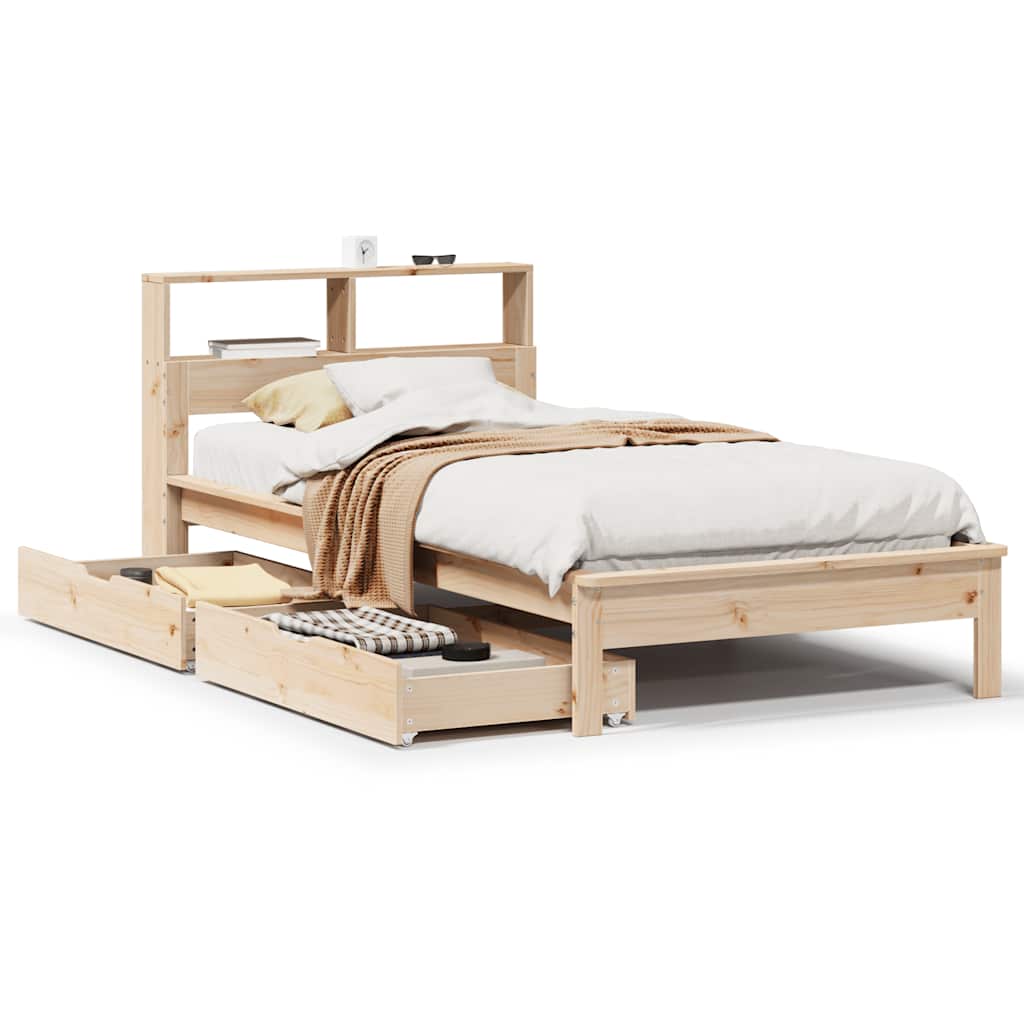 Bookcase Bed without Mattress 90x200 cm Solid Wood Pine