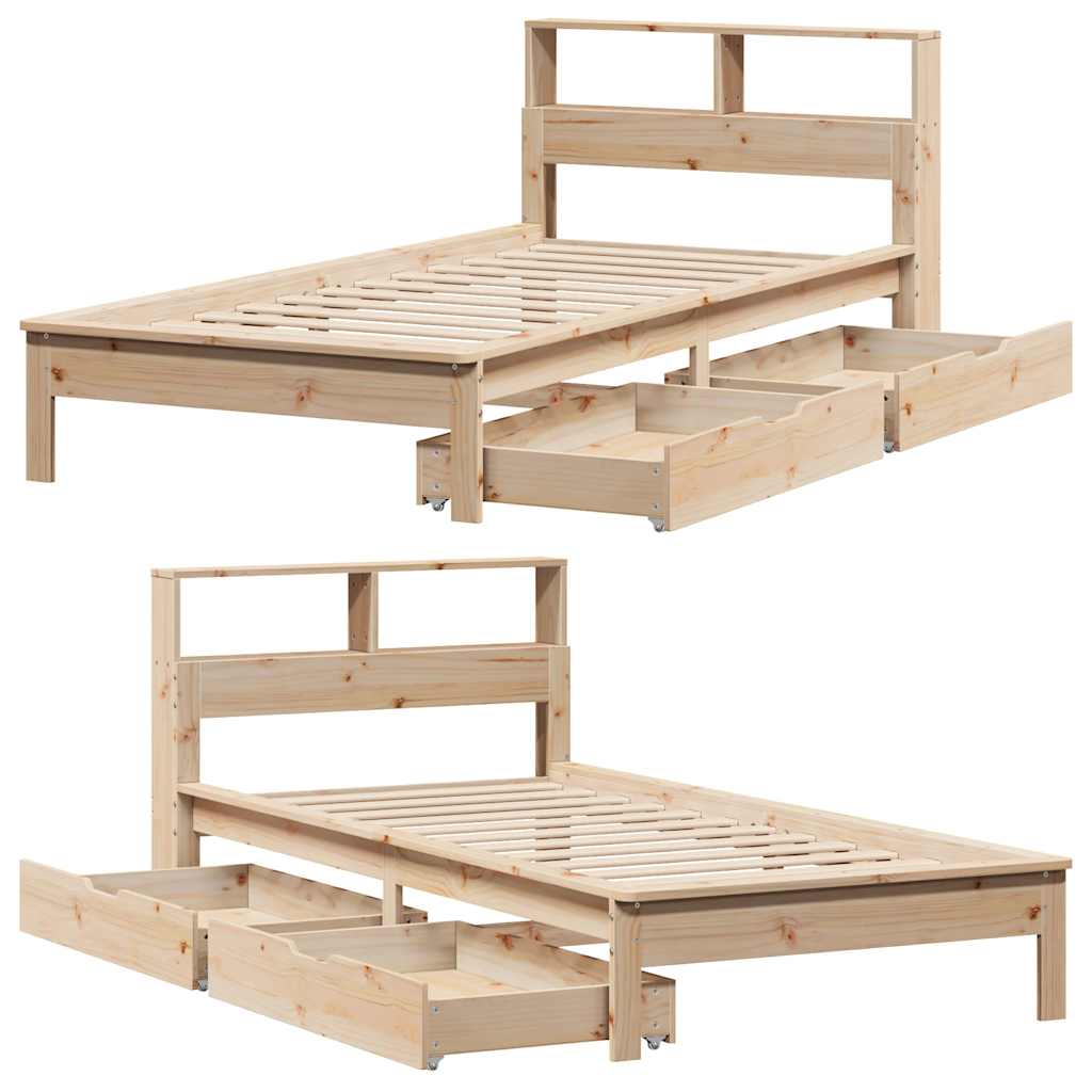 Bookcase Bed without Mattress 90x200 cm Solid Wood Pine