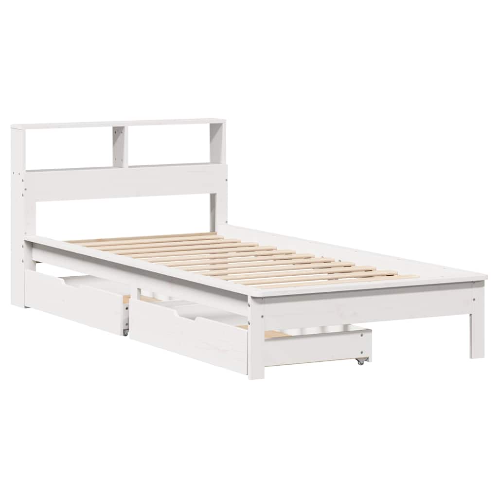 Bookcase Bed without Mattress White 75x190 cm Small Single Solid Wood Pine