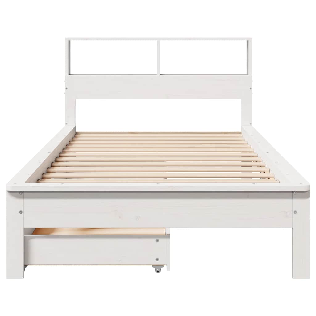 Bookcase Bed without Mattress White 75x190 cm Small Single Solid Wood Pine