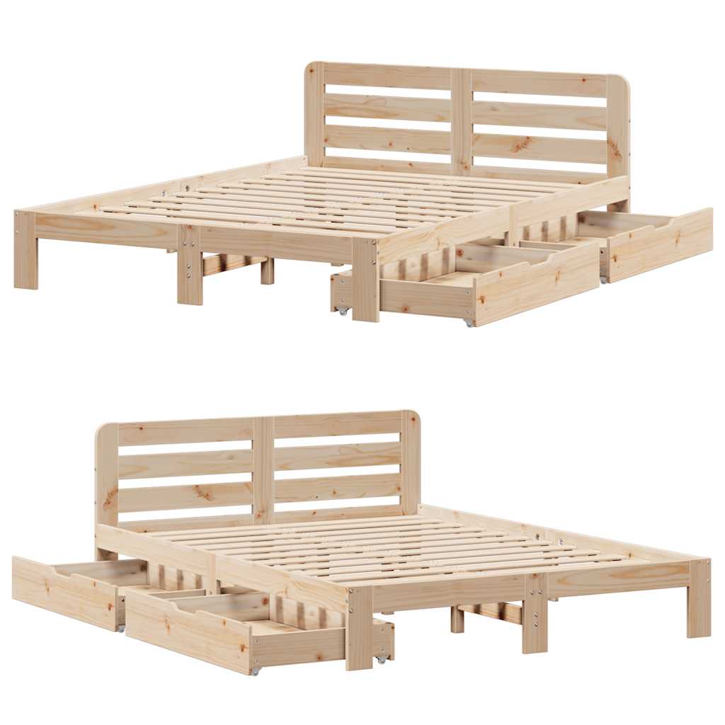 Bed Frame without Mattress 160x200 cm Solid Wood Pine