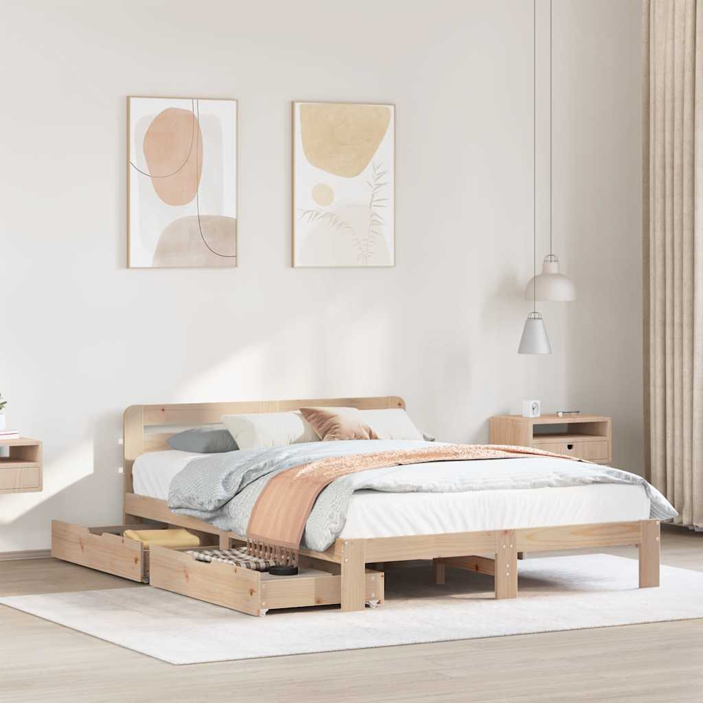 Bed Frame without Mattress 160x200 cm Solid Wood Pine