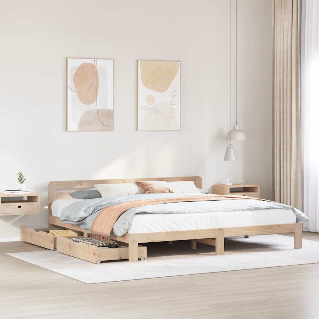 Bed Frame without Mattress 200x200 cm Solid Wood Pine
