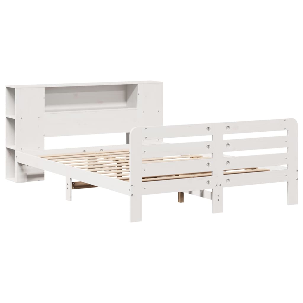 Bed Frame without Mattress White 150x200 cm King Size Solid Wood Pine
