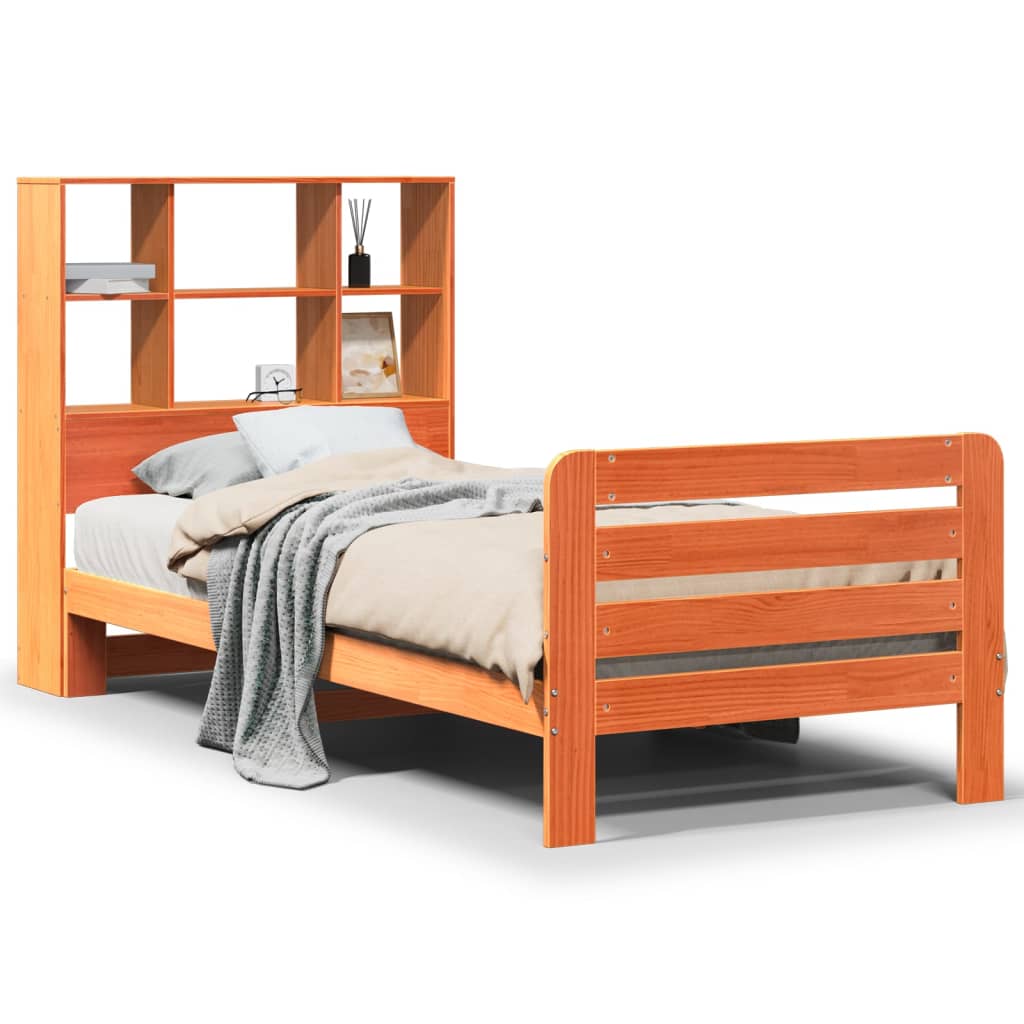 Bed Frame without Mattress Wax Brown 75x190 cm Small Single Solid Wood Pine