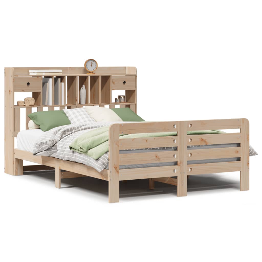 Bookcase Bed without Mattress 160x200 cm Solid Wood Pine