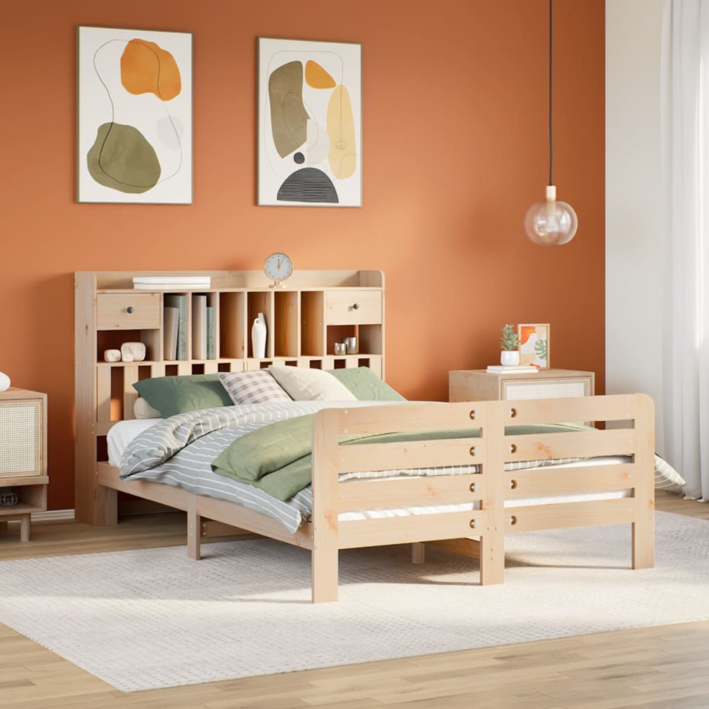 Bookcase Bed without Mattress 160x200 cm Solid Wood Pine