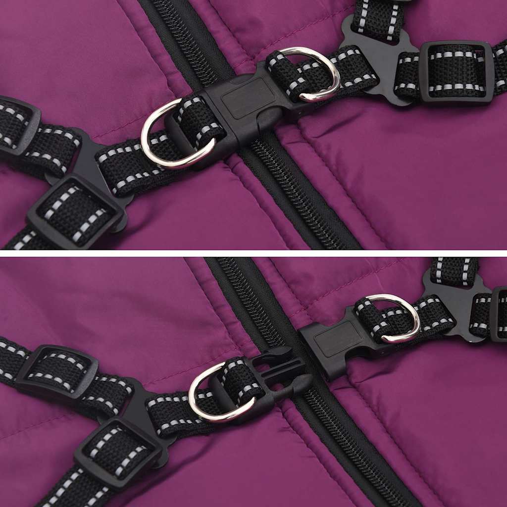 Dog Coat with Harness Waterproof Reflective Purple 5XL