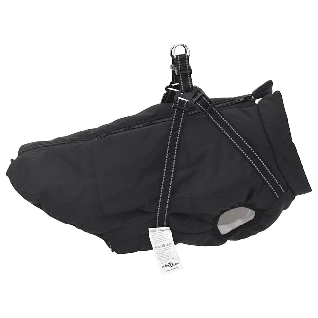 Dog Coat with Harness Waterproof Reflective Black 4XL