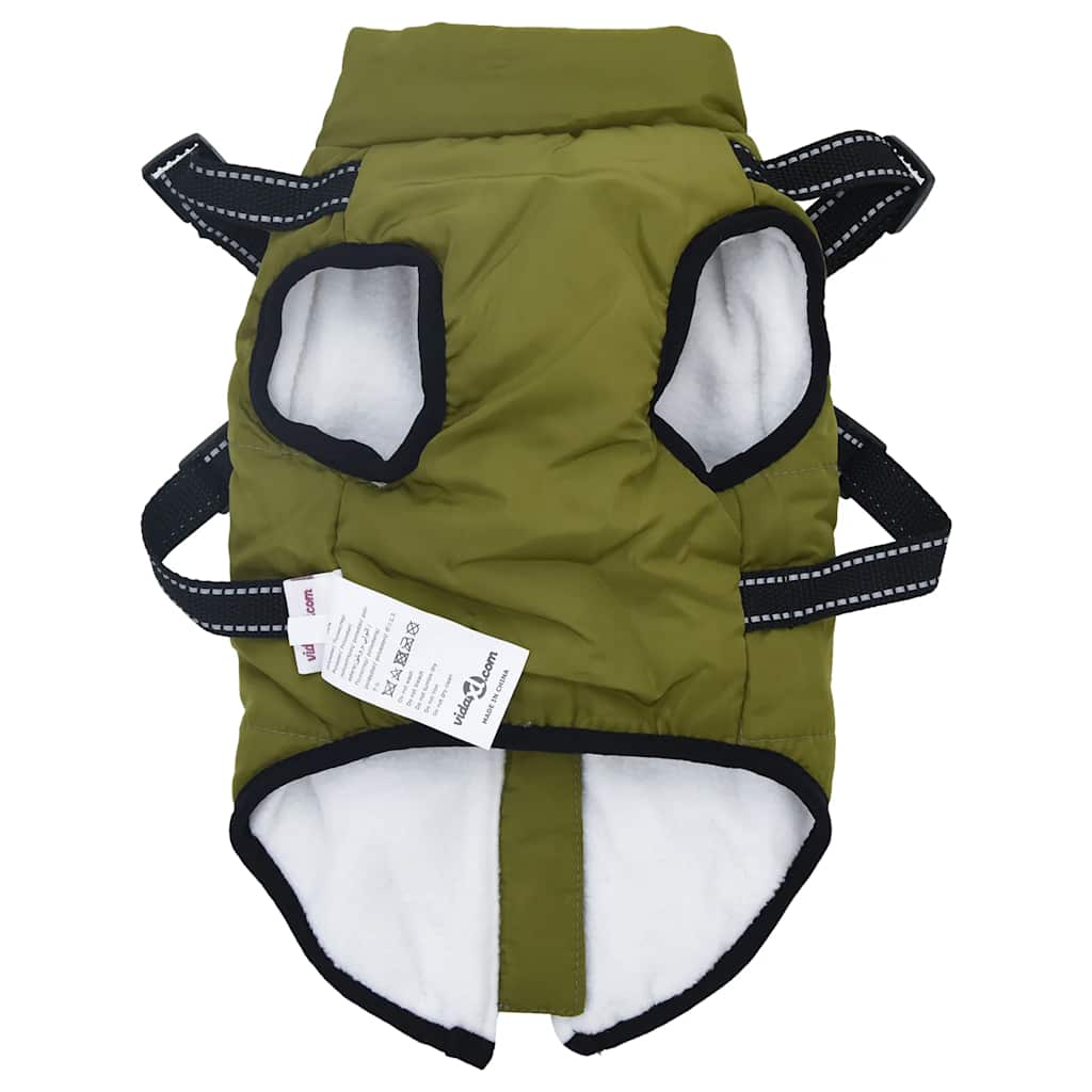 Dog Coat with Harness Waterproof Reflective Army Green M