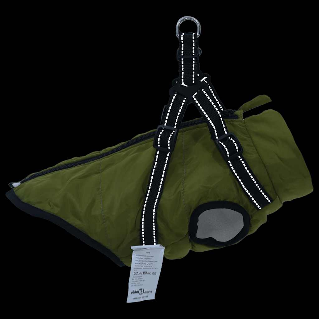 Dog Coat with Harness Waterproof Reflective Army Green M