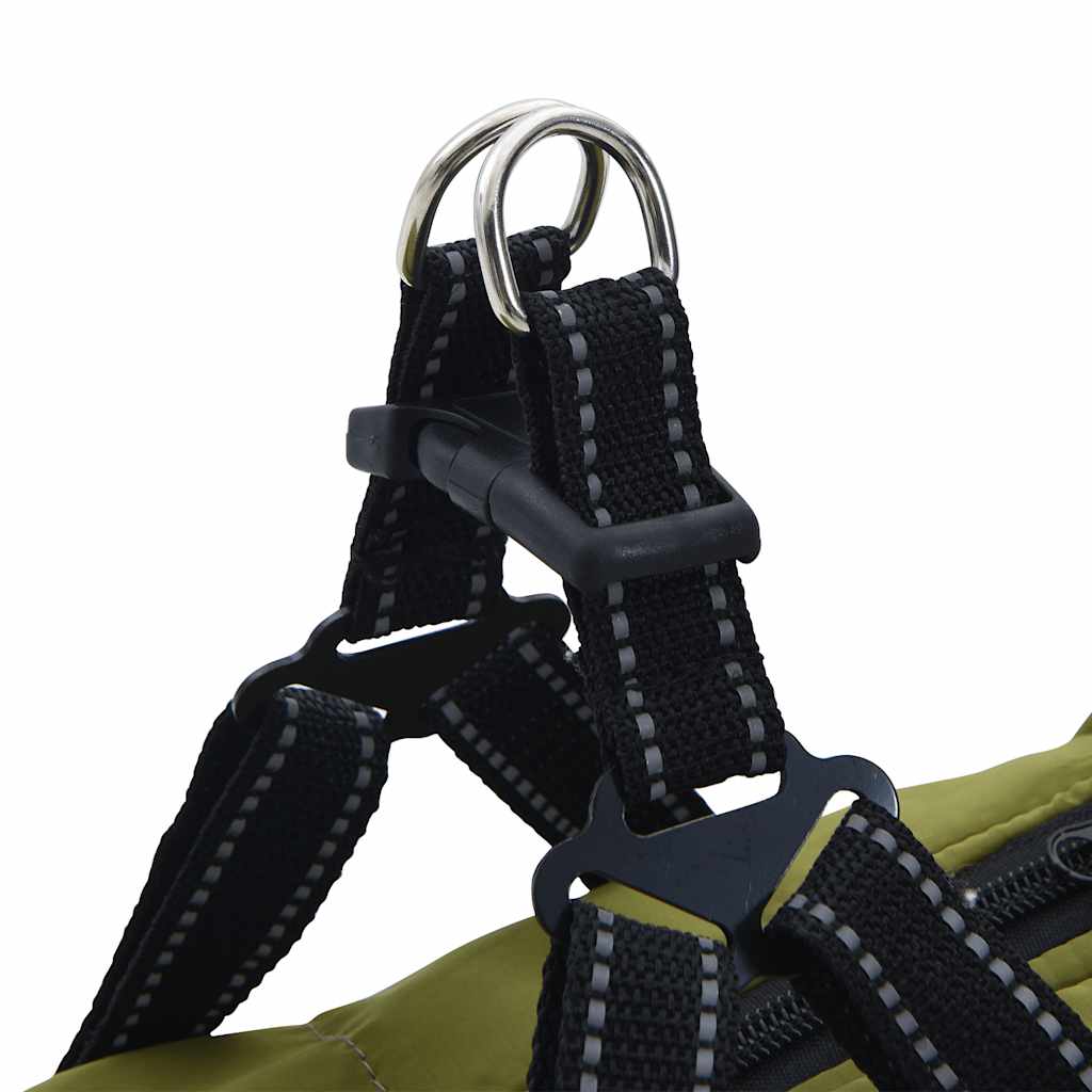 Dog Coat with Harness Waterproof Reflective Army Green M