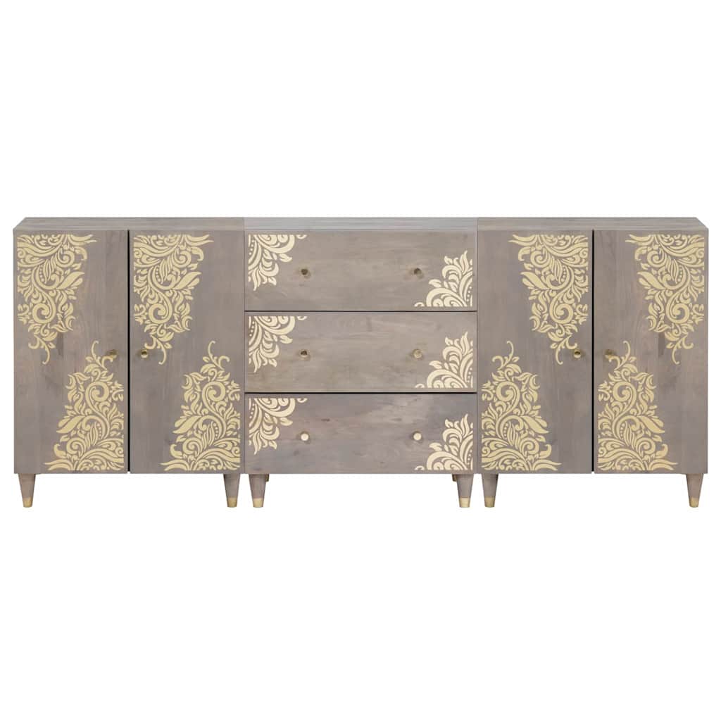 Bathroom Furniture Set 3 pcs Grey and Gold 180 x 33 x 75 cm